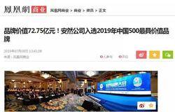 各大主流媒体报道安然公司入选2019年中国500最具价值品牌