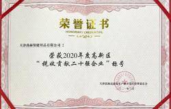 尚赫荣获2020年度高新区“税收贡献二十强企业”称号